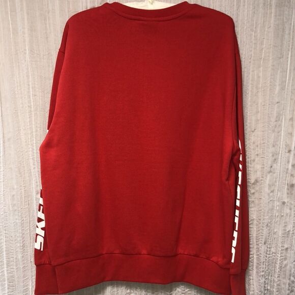 Skechers L NWOT Red Cotton Blend Crewneck Pullover Sweatshirt - Picture 2 of 8
